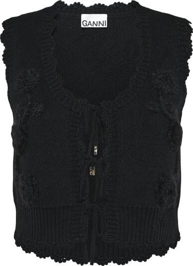 Ganni Crochet Applique Vest Black L Ganni Crochet Applique Vest Black L