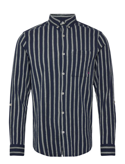 Scotch & Soda Striped Crinkle Structure Regularfit Shirt Black M Scotch & Soda Striped Crinkle Structure Regularfit Shirt Black M