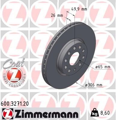 Bremseskive ZIMMERMANN 600.3271.20