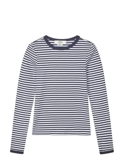 Mads Nørgaard Grace Jersey Stripe Camille Tee Ls   Navy   XS