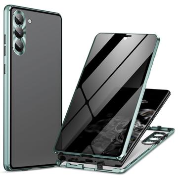 Samsung Galaxy S24 Magnetisk Deksel med Herdet Glass Privacy Grønn