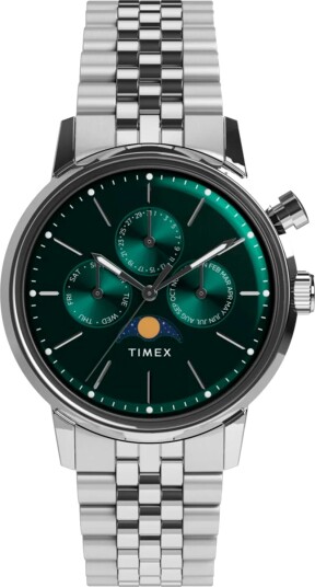 Timex Marlin Moon Phase Quartz Steel 40mm Green Dial Timex Marlin Moon Phase Quartz Steel 40mm Green Dial