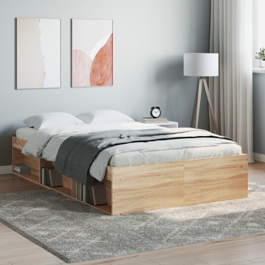 vidaXL Sengeramme sonoma eik 120x190 cm 8721012158528 vidaXL Sengeramme sonoma eik 120x190 cm 8721012158528
