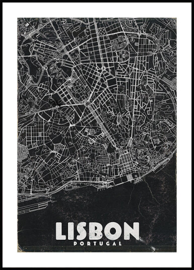 Lisbon Portugal Vintage Travel Map Plakat Plakat / 100x150cm