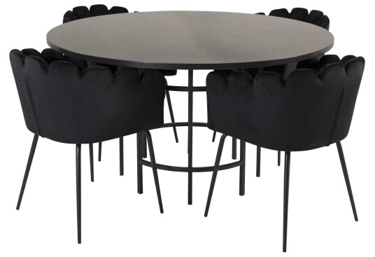 Venture Design Copenhagen & Limhamn spisegruppe Svart/svart 4 st stoler & bord 140 cm