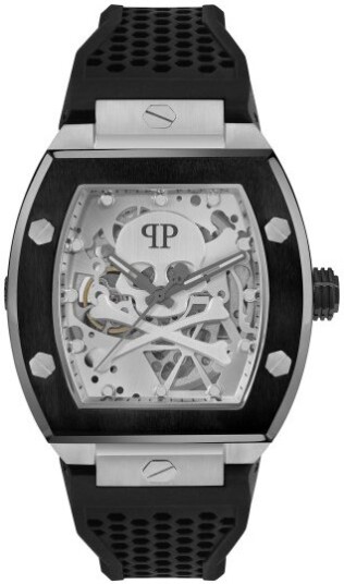 Philipp Plein Herreklokke PWBAA2023 The Skeleton Sølvfarget/Gummi