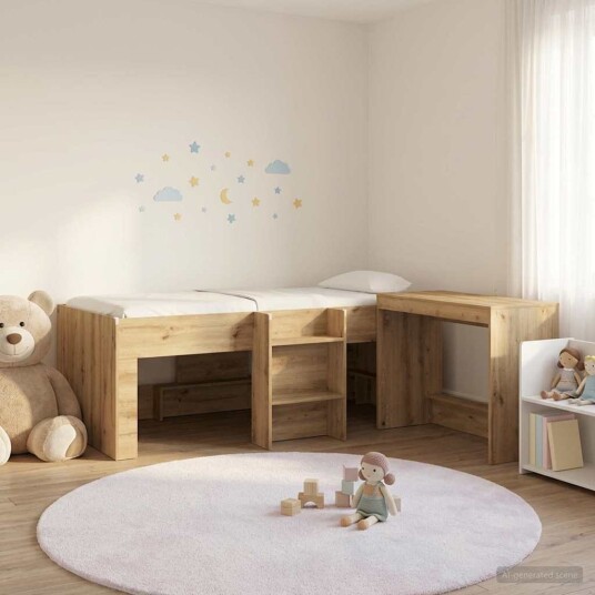  Sengeramme med Skrivebord Artisan eik 90 x 200 cm
