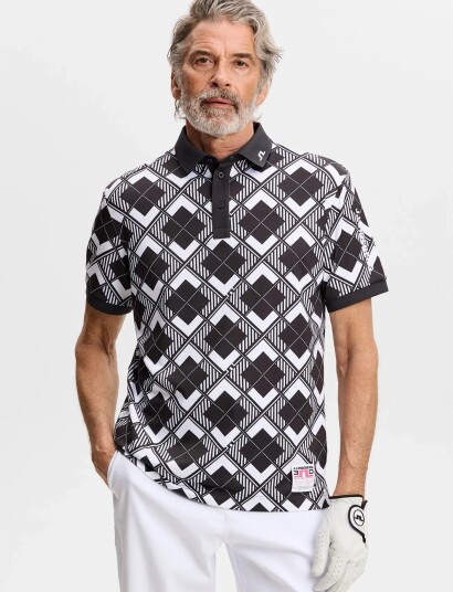 J. Lindeberg 30Y Tour Tech Argyle Polo Black S