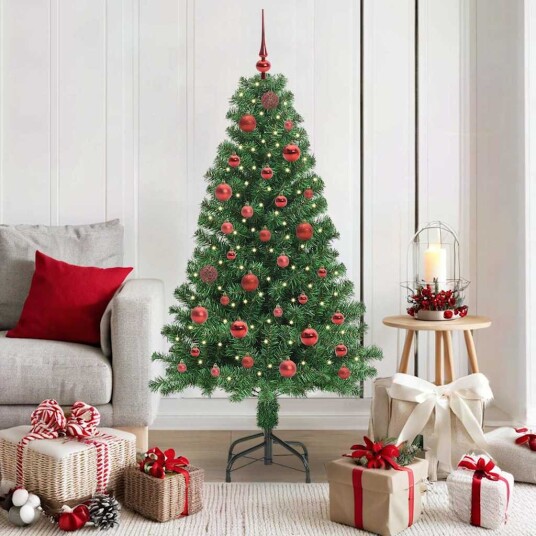  Kunstig juletre med 150 LED grønn 150 cm PVC og Stål og Plast