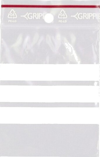 Lynlåspose Grippie 50 Μm 60 X 80 Mm Ld Pe Transparent Med Skrivefelt Lynlåslukning Pakke A 100