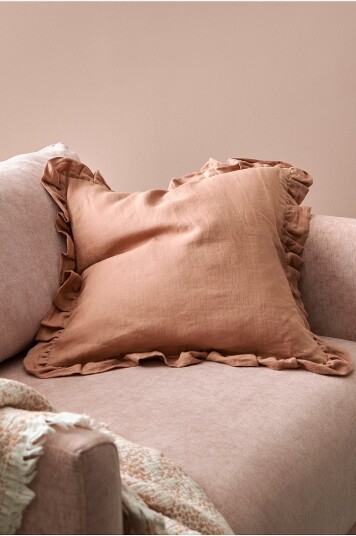 Ellos Home Putetrekk Candice Frill i vasket lin Rosa Ellos Home Putetrekk Candice Frill i vasket lin Rosa