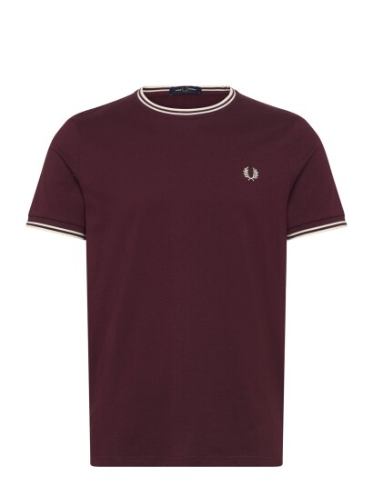 Fred Perry Twin Tipped T Shirt Burgundy S