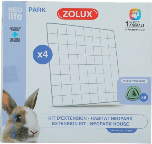 Zolux Nlife Ekstra Gitter Til Neopark Modulært Kaninbur 4-Pk