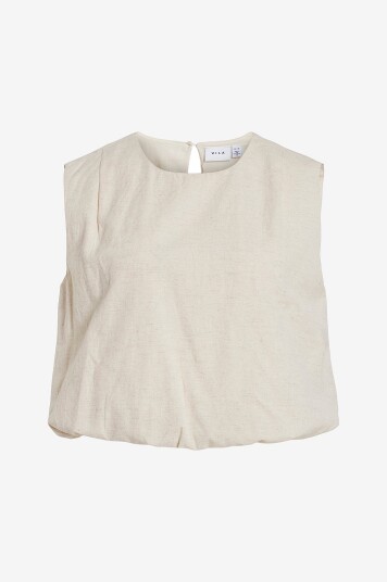 Vila - Topp vietni O-neck S/l Short Top - Brun