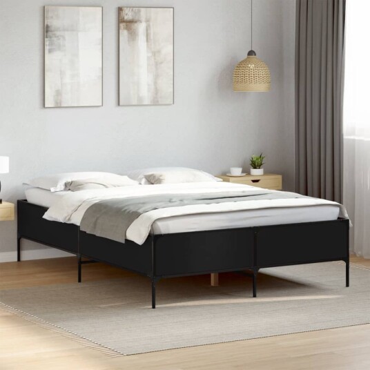  Sengeramme svart 150x200 cm konstruert tre og metall 8721102609824