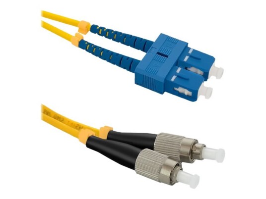 Qoltec - Koblingskabel - Sc/Upc-Enkeltmodus (Hann) Til Fc/Upc-Enkeltmodus (Hann) - 5 M - Fiberoptisk - Dupleks - 9 / 125 Micron - G.652D - Halogenfri - Gul