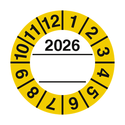 Jo Safety Kontrollmerker 2026 m/ tekstfelt Ø 30 mm Ark á 10 stk selvklebende vinyl 402110Y26