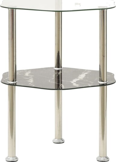vidaXL Sidebord 2 etasjer gjennomsiktig svart 38x38x50 cm herdet glass