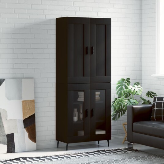 vidaXL Highboard svart 69,5x34x180 cm konstruert tre 8720845490560
