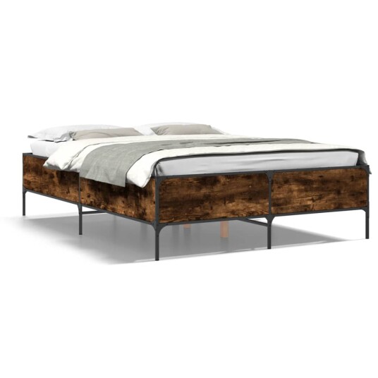 Sengeramme røkt eik 120x200 cm konstruert tre og metall 8721102609947