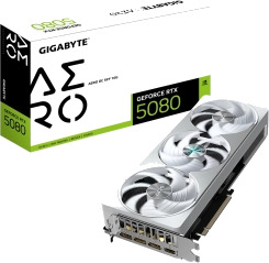 Gigabyte GeForce RTX 5080 AERO OC 16GB GDDR7 Grafikkort med 3 Vifter Gigabyte GeForce RTX 5080 AERO OC 16GB GDDR7 Grafikkort med 3 Vifter