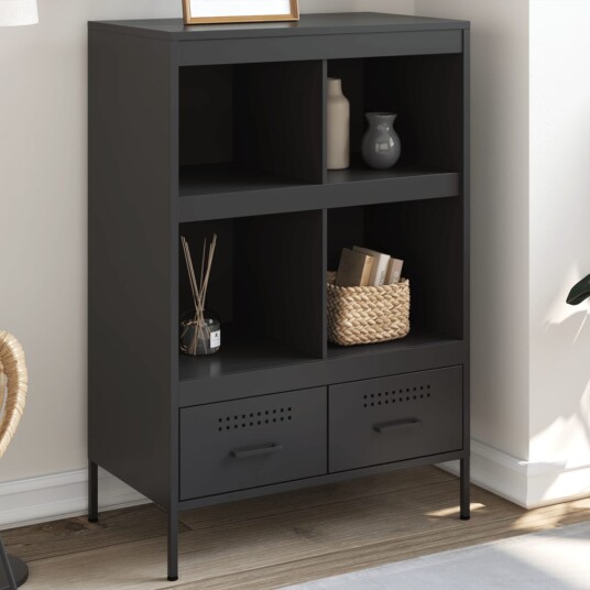 Highboard svart 68x39x101,5 cm kaldvalset stål