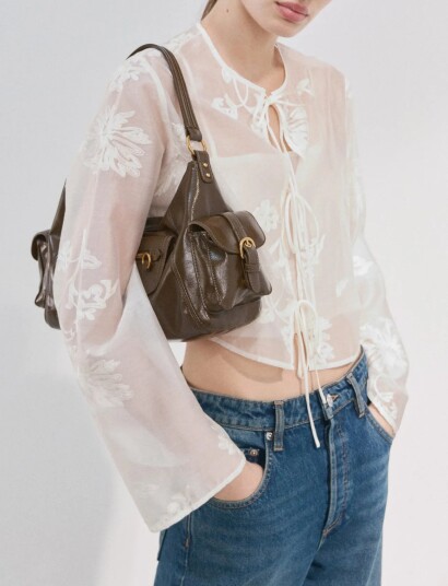 Mango Lyocell Blouse With Floral Embroidery White S Mango Lyocell Blouse With Floral Embroidery White S
