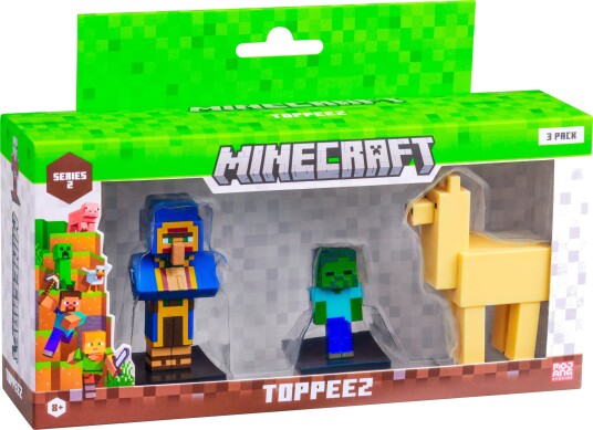 Minecraft 3D 6cm Figure 3-Pack S2 Traveling Wanderer, Baby Zombie & Llama