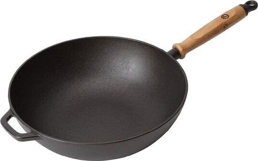 Anders Petter Signerat wokpanne støpejern 32 cm eiketre/svart