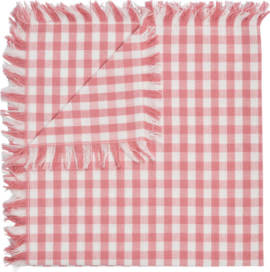 Serviett 50x50 cm med frynser Pink Small Checks