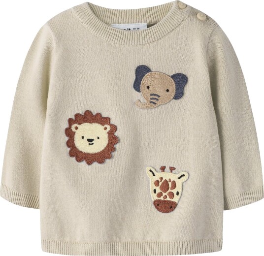 Name It Genser   Strikk   NbmHaps   Peyote melange   Name It   1 år (80)   Genser Beige Brun