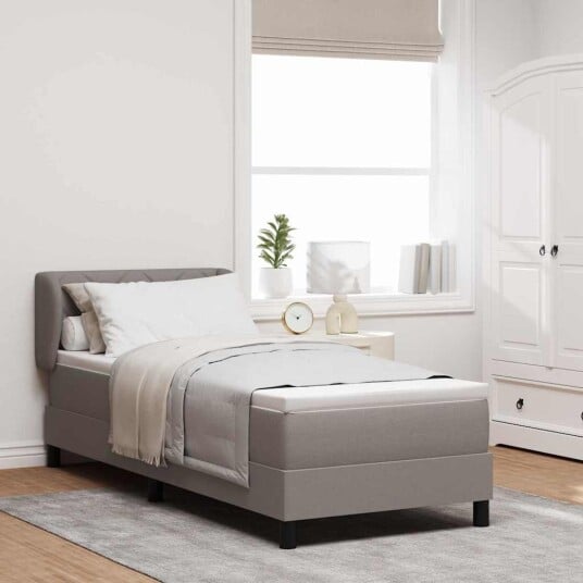 Boksmadrass med madrass Taupe 80x200 cm Stoff