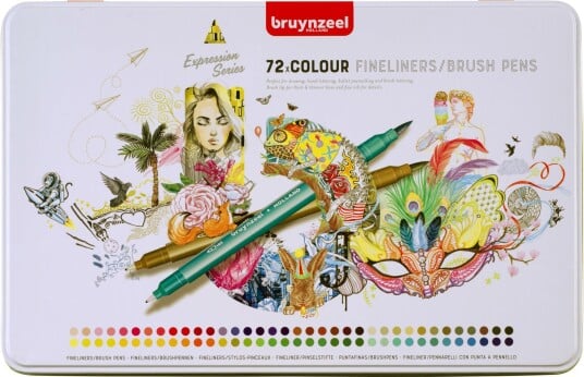 Fineliner Bruynzeel Brushpen Sett 72Stk Fineliner Bruynzeel Brushpen Sett 72Stk