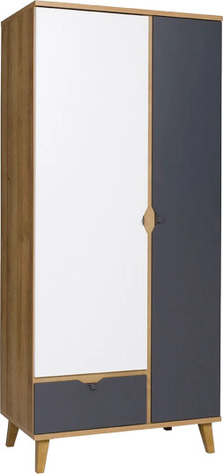 Vintra Garderobe 90 cm - Hvit/Grå/Tre