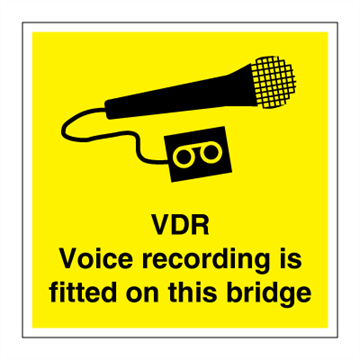 Jo Safety VDR Voice recording is fitted on this bridge Photoluminescent self adhesive vinyl 150 x mm IMO 140007PVMM