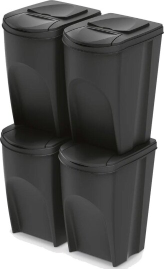 Prosperplast IKWB35S4-S411 Sorteringsbokssett - 4x35L - Svart