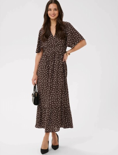 Kaffe Kalorinda Ss Dress Brown 42