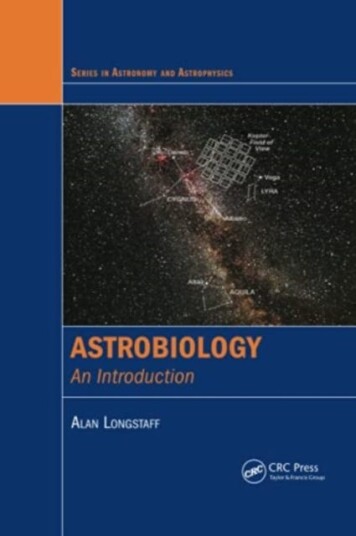 Astrobiology An Introduction Astrobiology An Introduction