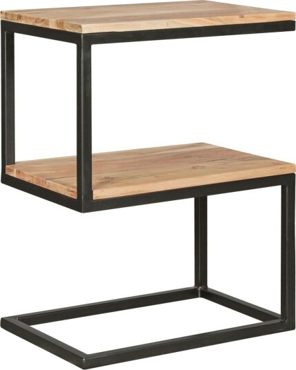 Sidebord Wohnling Massivt tre, S Cube, metallramme i landlig stil Akasie - Akasie Sidebord Wohnling Massivt tre, S Cube, metallramme i landlig stil Akasie - Akasie