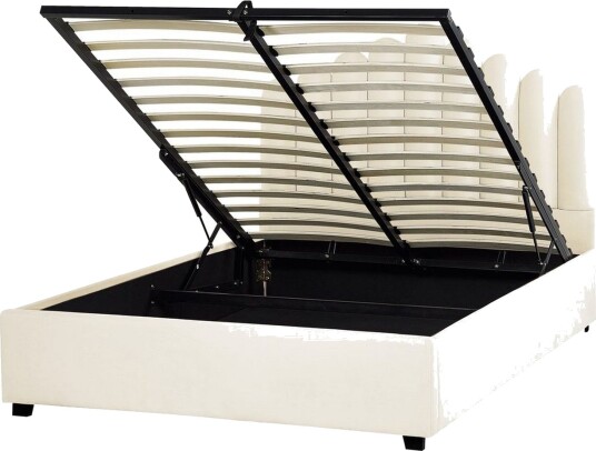 Seng med oppbevaring Vincennes Hvit Svart 140x200 cm