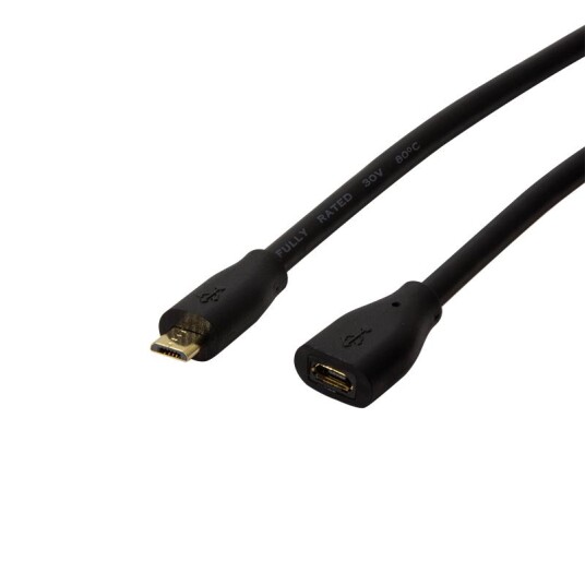 LogiLink Micro-USB 2.0 Forlengelseskabel 3m, Svart