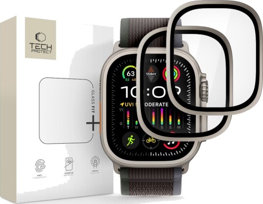 Tech Protect Herdet Glass 2-Pack for Apple Watch Ultra 49mm - Sølv & Svart