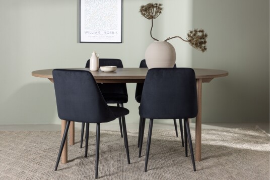 Venture Home Andy Spisegruppe 180 cm Oval med 4 Night Stoler Sort