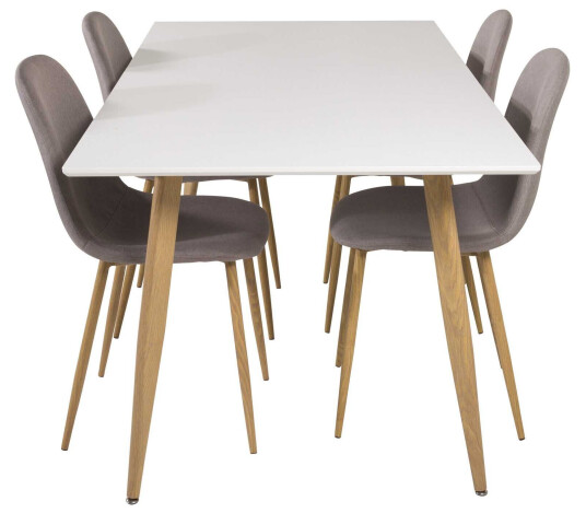 Venture Design Polar & Polar spisegruppe Hvit/grå 4 st stoler & bord 180 x 90 cm