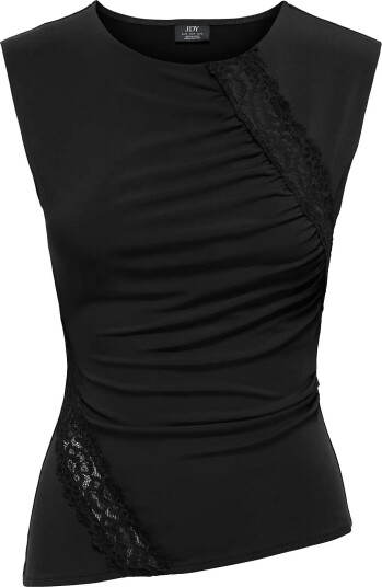 JDY Jdymisty S/L Lace Detail Top Jrs BLACK L