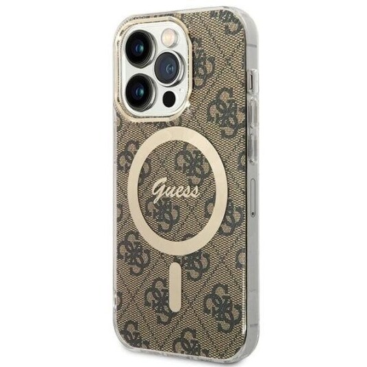 Guess MagSafe Mobildeksler til iPhone 15 Pro - Brun IML 4G