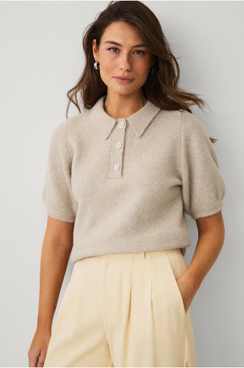 Ellos Collection Genser med krage Beige