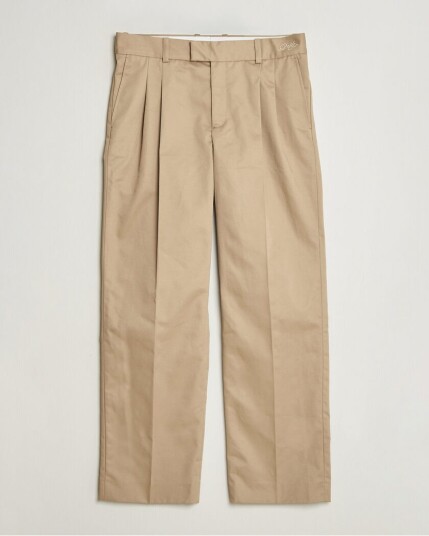 Drôle de Monsieur Gabardine Pleated Trousers Beige