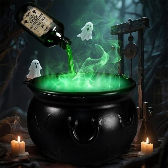 Halloween Heksegryte med Lys og Røykmaskin