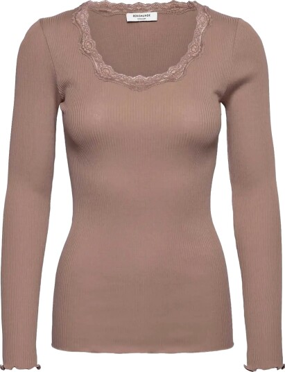 Rosemunde Rwbabette Silk Ls U Neck Lace T Shirt Brown S